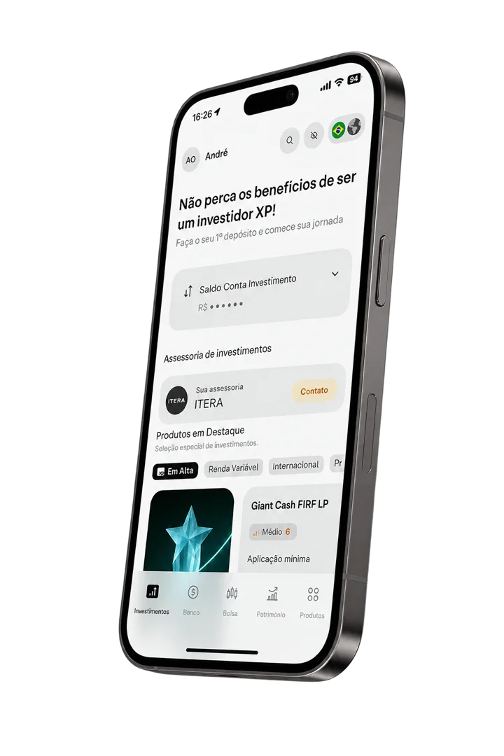 Aplicativo XP com a assessoria Itera